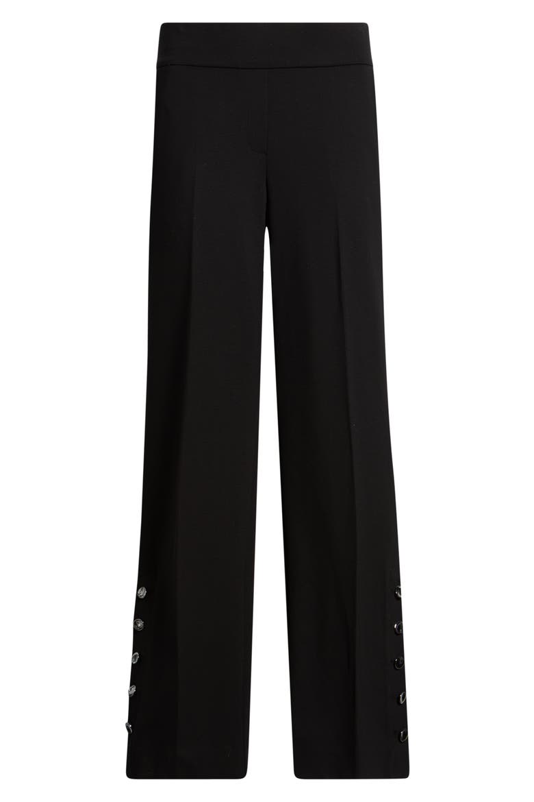 High Waist Rivet Hem Wide Leg Pants, Alternate, color, ANNE BLACK