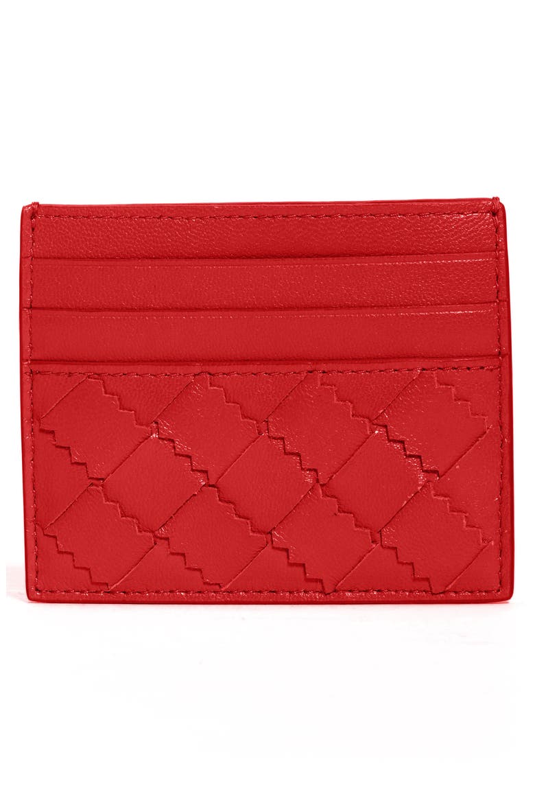 Intrecciato Leather Card Case, Alternate, color, NAIL POLISH