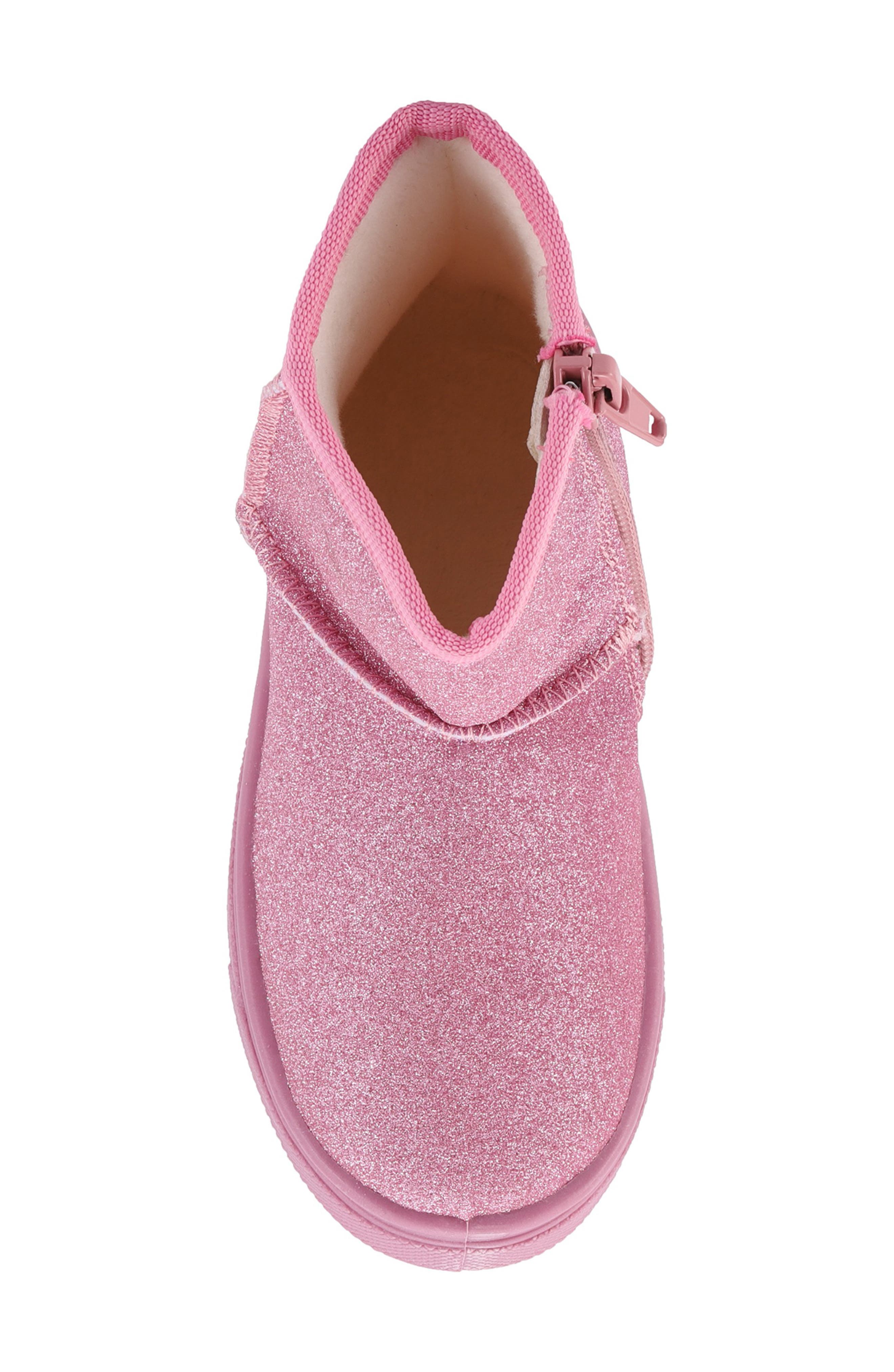 OOMPHIES Kids' Frost Glitter Faux Fur Lined Boot, Alternate, color, Pink Glitter