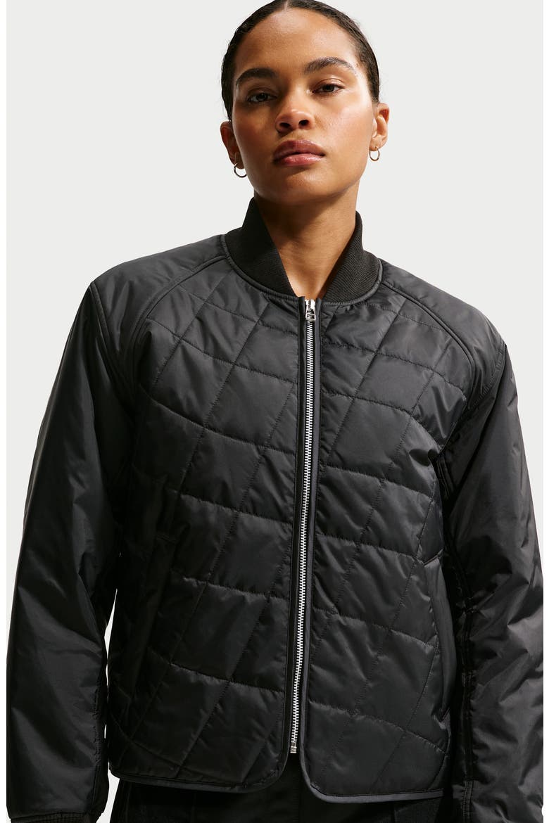 Relaxed Water Repellent Quilted Jacket, Alternate, color, BLACK/SAIL