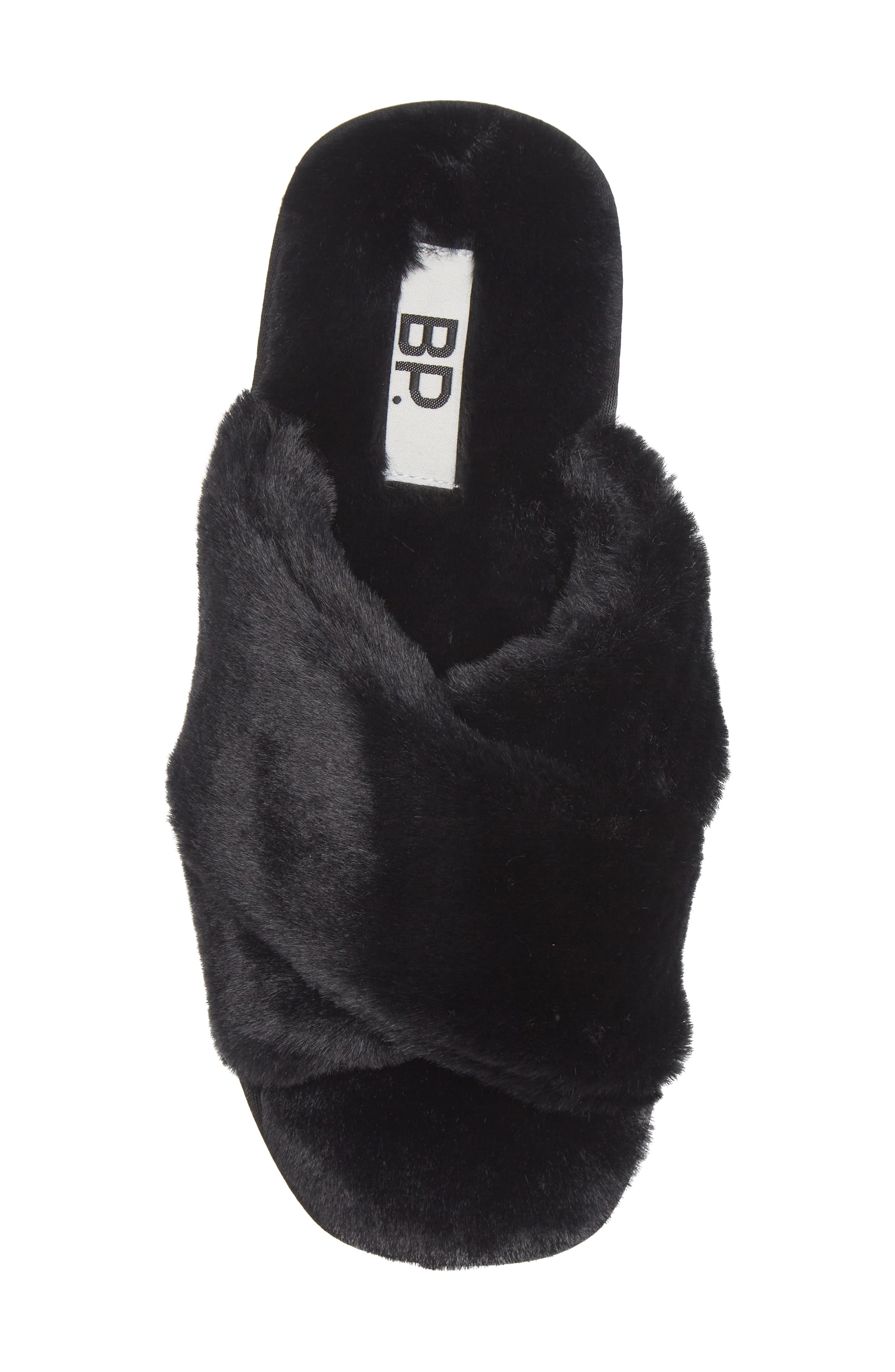 BP. Mae Cross Strap Faux Fur Slipper, Alternate, color, 