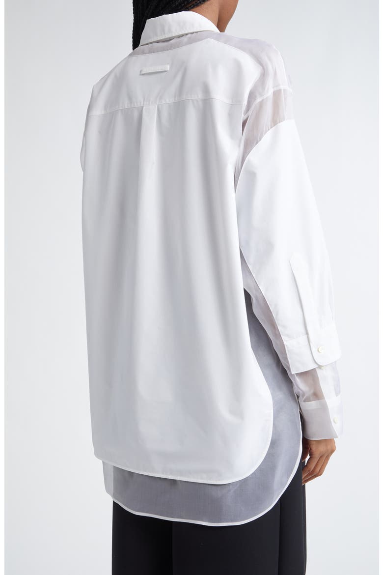 The Petit Grand Mixed Media Button-Up Shirt, Alternate, color, WHITE