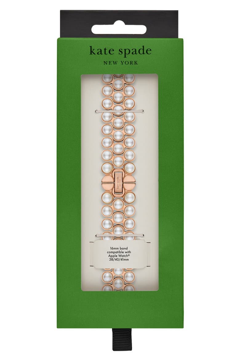 faux pearl 16mm Apple Watch® bracelet watchband, Alternate, color, WHITE