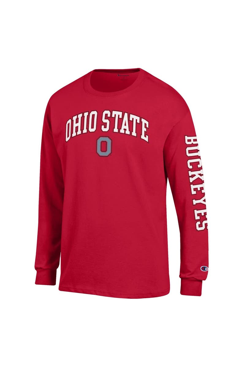 Champion Men's Champion Scarlet Ohio State Buckeyes Arch Over Logo 2-Hit Long Sleeve T-Shirt, Alternate, color, Scarlet
