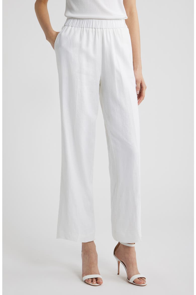 Straight Leg Linen Blend Pants, Main, color, CRISP WHITE