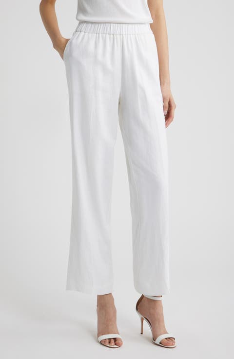 Straight Leg Linen Blend Pants