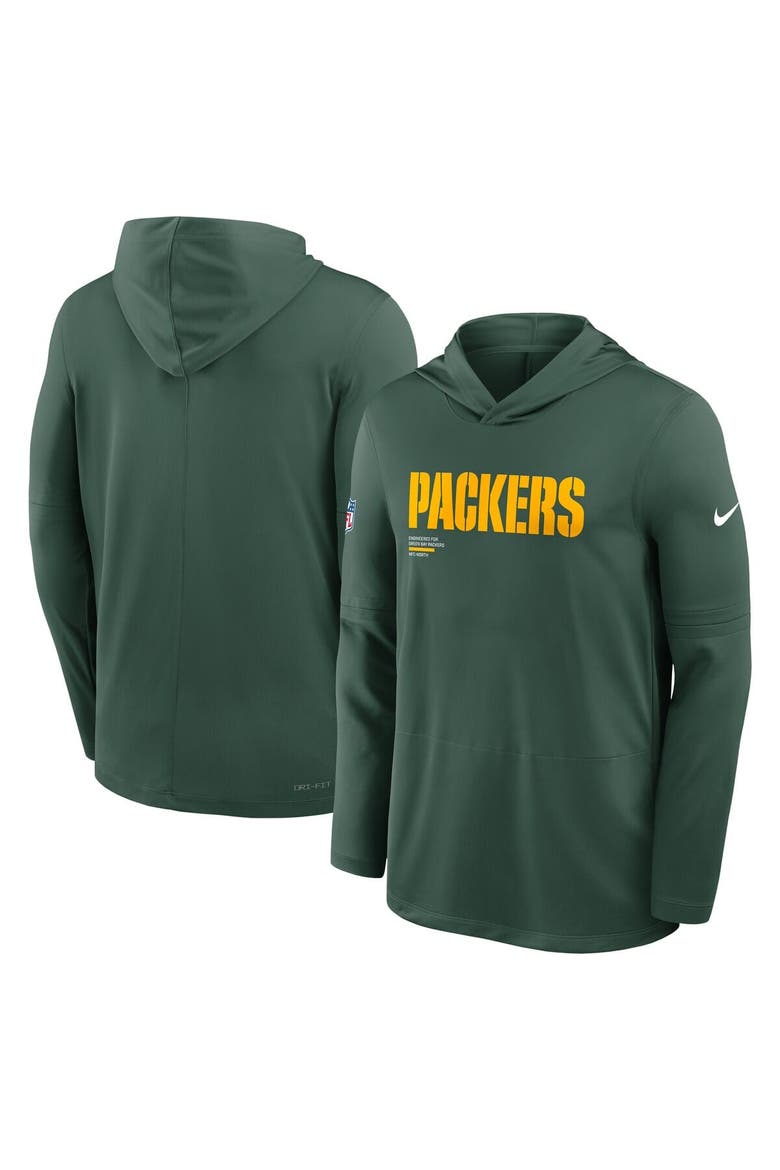 Men's Nike Green Green Bay Packers Big & Tall Sideline Performance Long Sleeve Hoodie T-Shirt, Alternate, color, Green