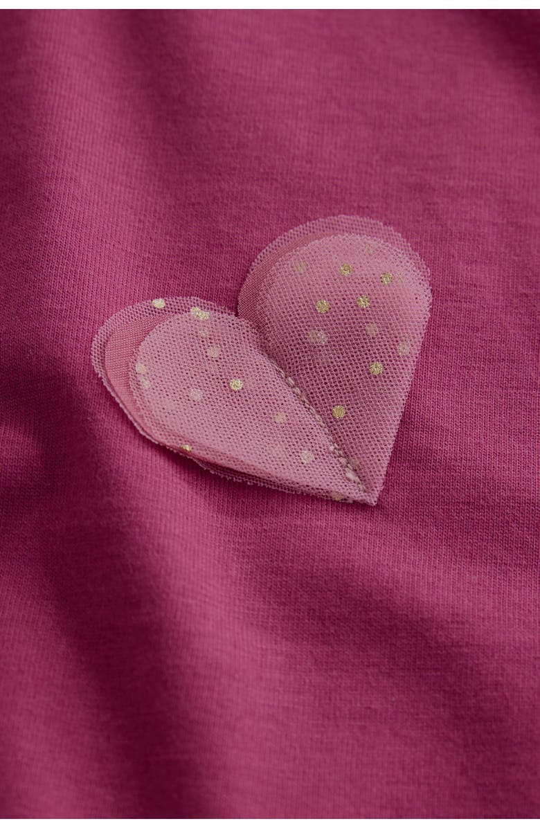 NEXT Kids' Sparkle Heart Appliqué Cotton Top, Alternate, color, Burgundy Red