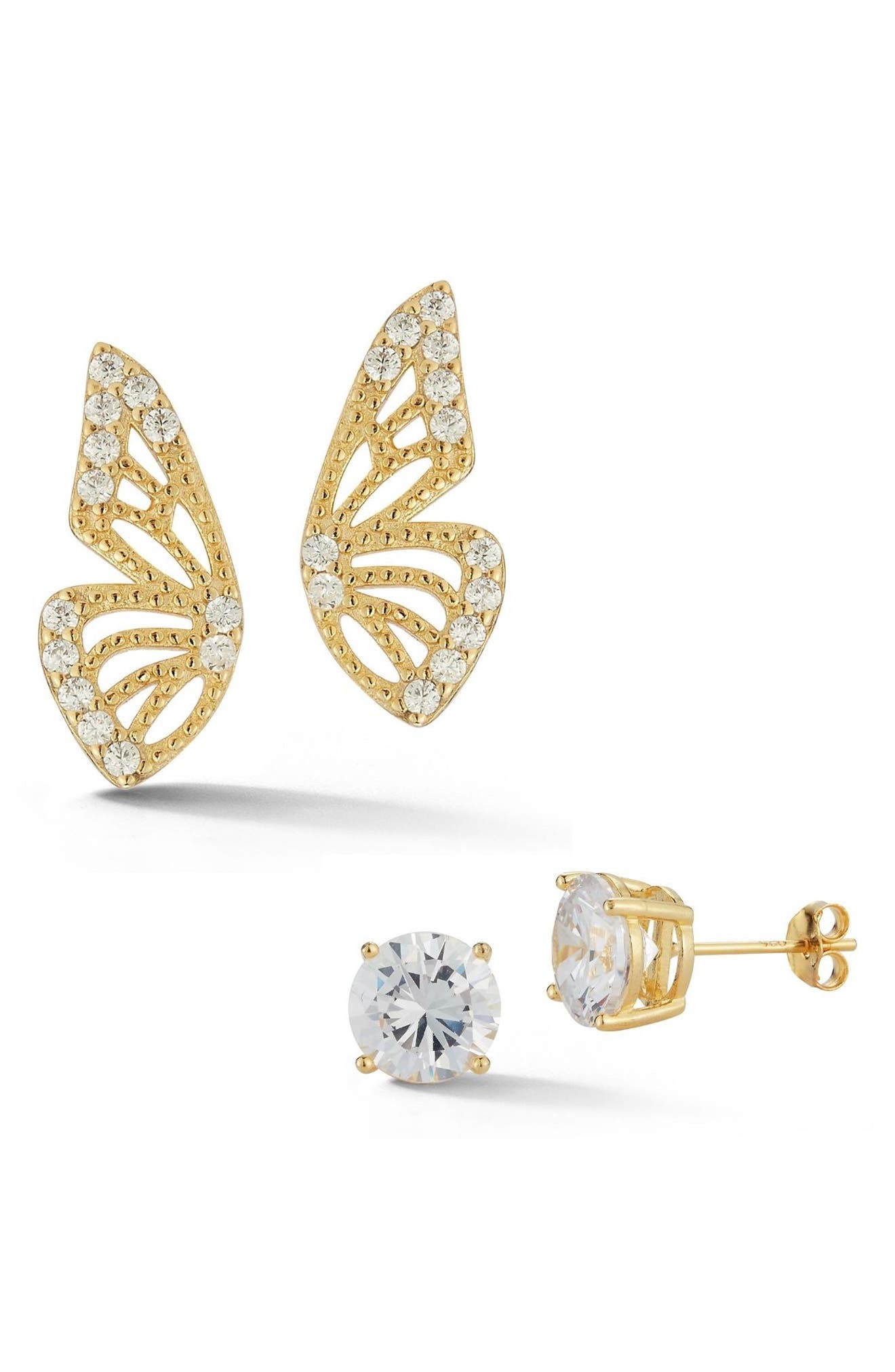 CHLOE AND MADISON Set of 2 Butterfly Wing Stud Earrings