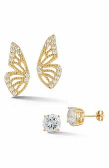 CHLOE AND MADISON Set of 2 Butterfly Wing Stud Earrings