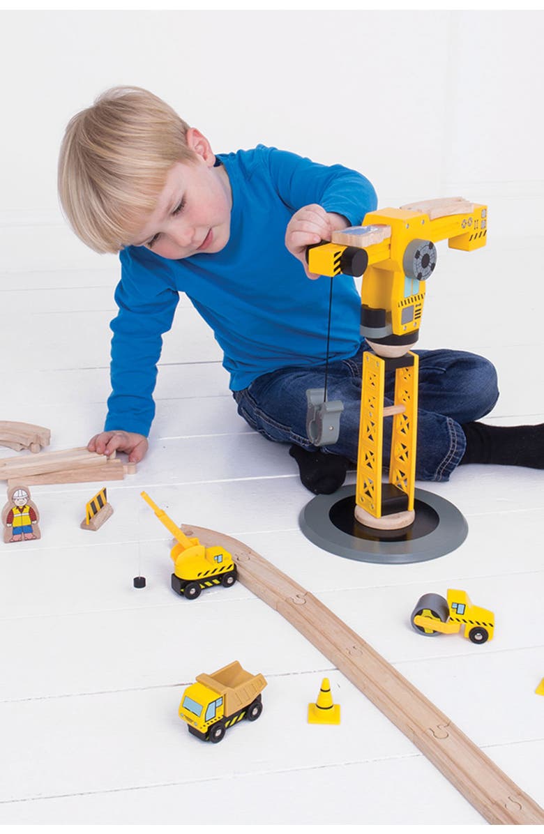 Bigjigs Rail Big Crane Construction Set, Main, color, Yellow