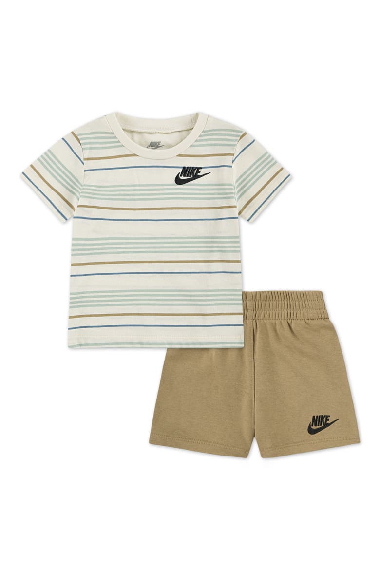 Stripe T-Shirt & French Terry Shorts Set, Main, color, PARACHUTE BEIGE