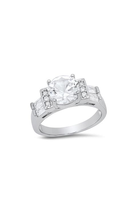 Round Cubic Zirconia Engagement Ring