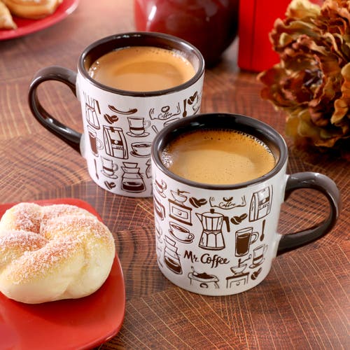 Mr Coffee Mr. Coffee Vintage Brew 4 Piece 18 Ounce Coffee Maker Stoneware Mug Set In Brown