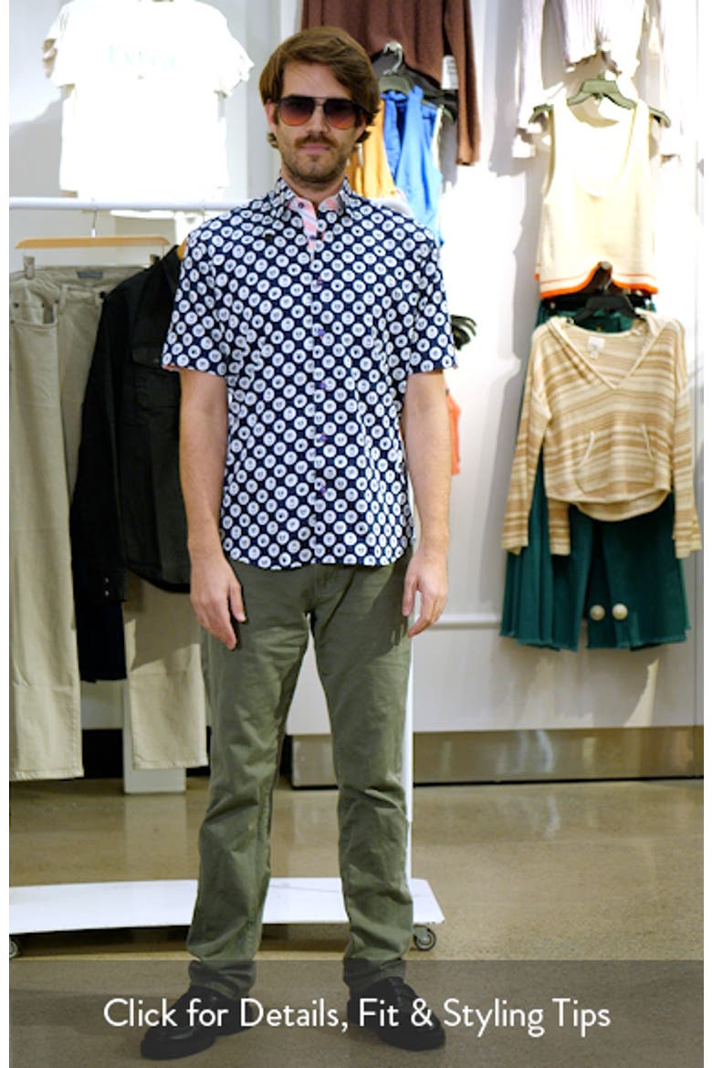 Galileo Dogdot Blue Stretch Short Sleeve Button-Up Shirt video