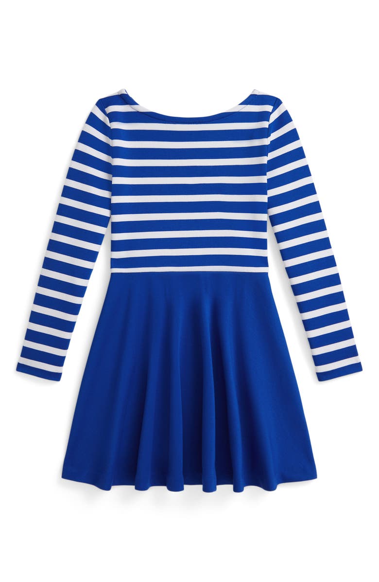 Polo Ralph Lauren Kids' Stripe Stretch Ponte Dress, Alternate, color, Blue