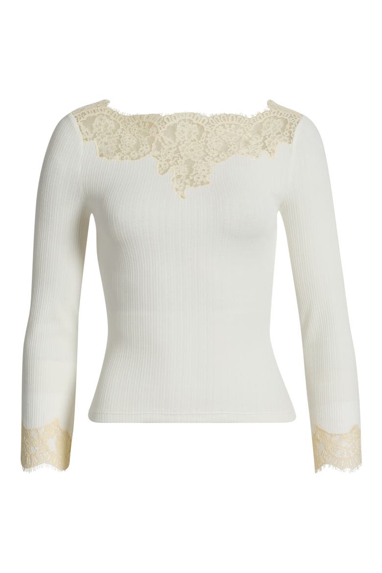 Riana Lace Trim Ribbed T-Shirt, Alternate, color, SALT