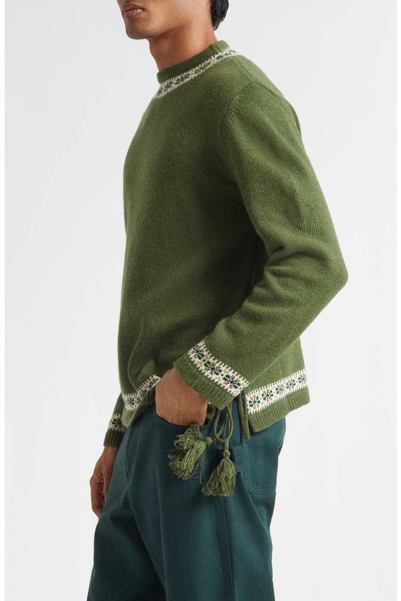 Moritz Tassel Trim Virgin Wool Sweater, Alternate, color, GREEN MULTI