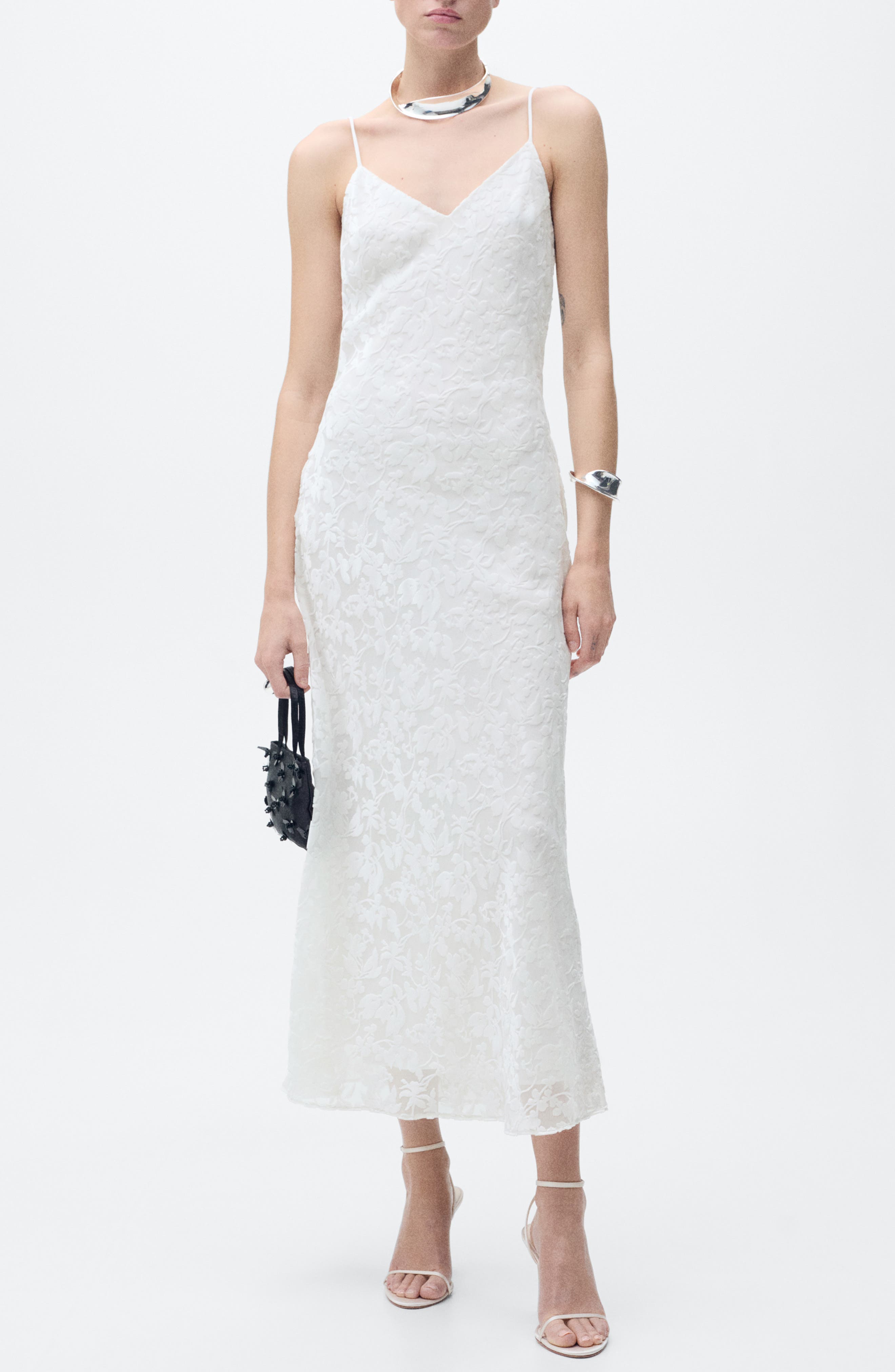 MANGO Floral Jacquard Dress