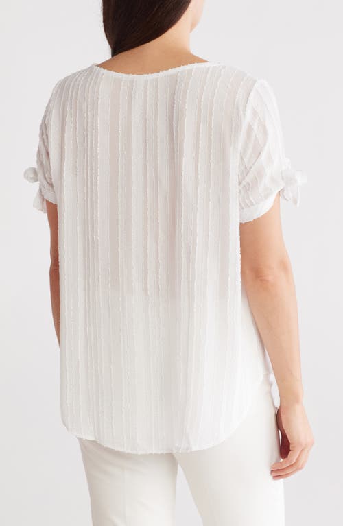 RENEE C RENEE C SEMISHEER STRIPE SHORT SLEEVE TOP 