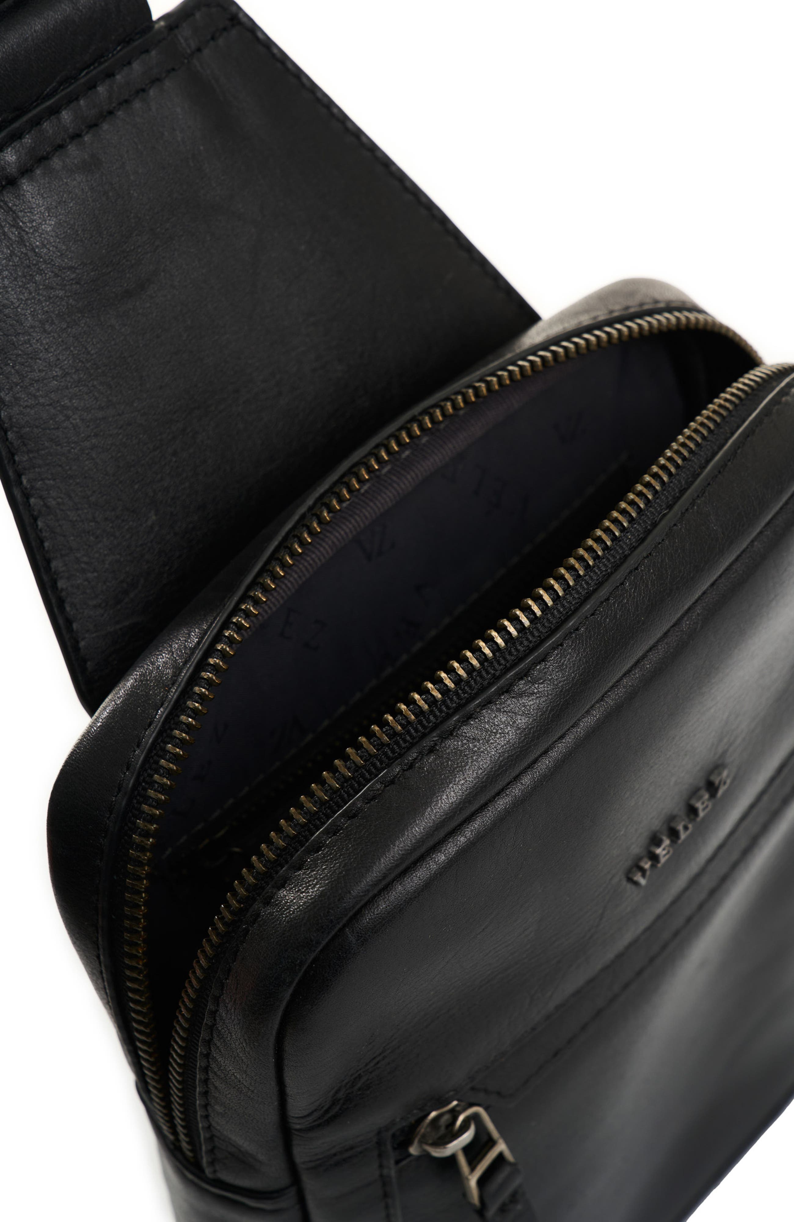 Velez Full Grain Leather Crossbody Bag Sling Shoulder Bags, Alternate, color, Black