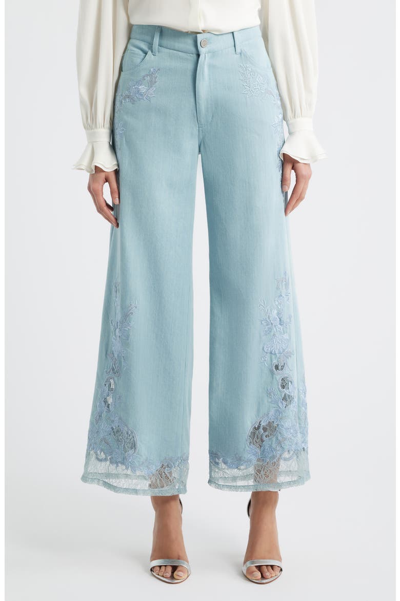 Adaline Embroidered Lace Nonstretch Jeans, Main, color, LIGHT BLUE