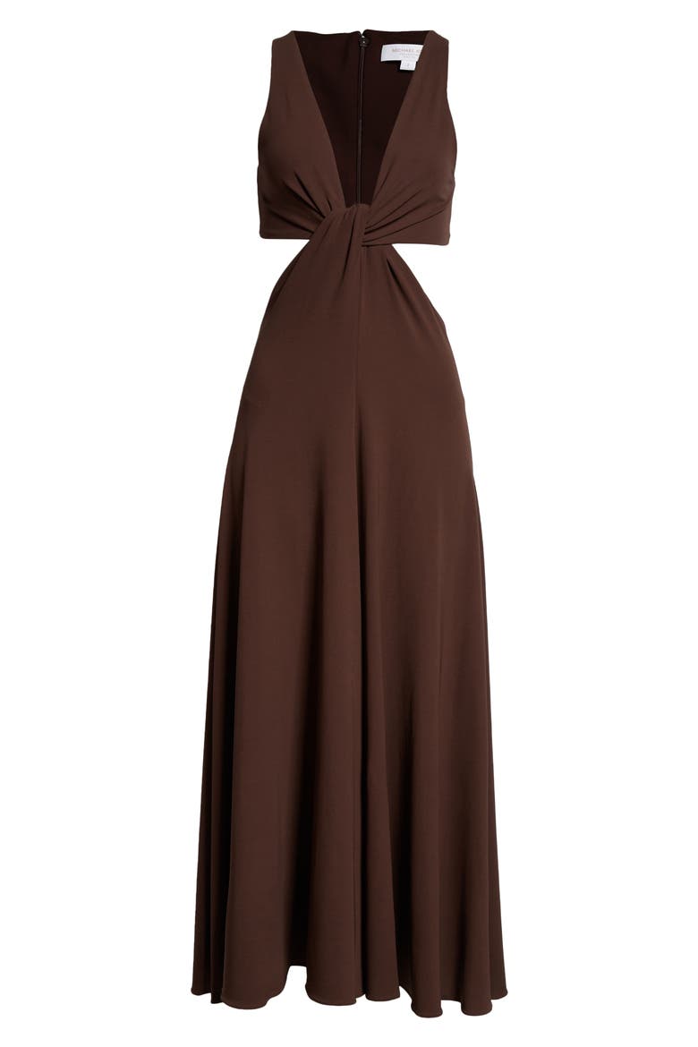 Matte Jersey Cutout Dress, Alternate, color, CHOCOLATE
