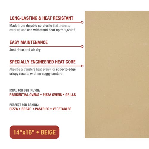 Old Stone Cordierite Rectangle Pizza Stone, 14x16-inch In Neutral