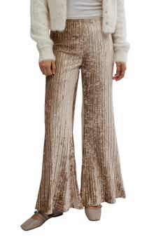 Free People Star Sign Ribbed Wide Leg Velvet Pants