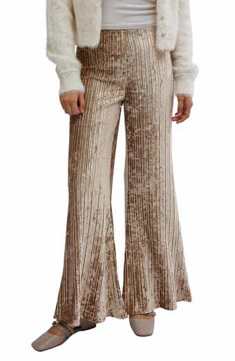 Free People Star Sign Ribbed Wide Leg Velvet Pants
