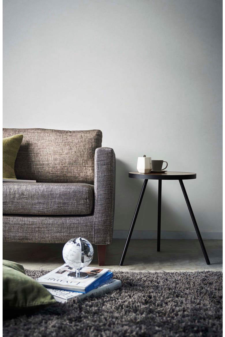 Round Accent Table, Alternate, color, BLACK