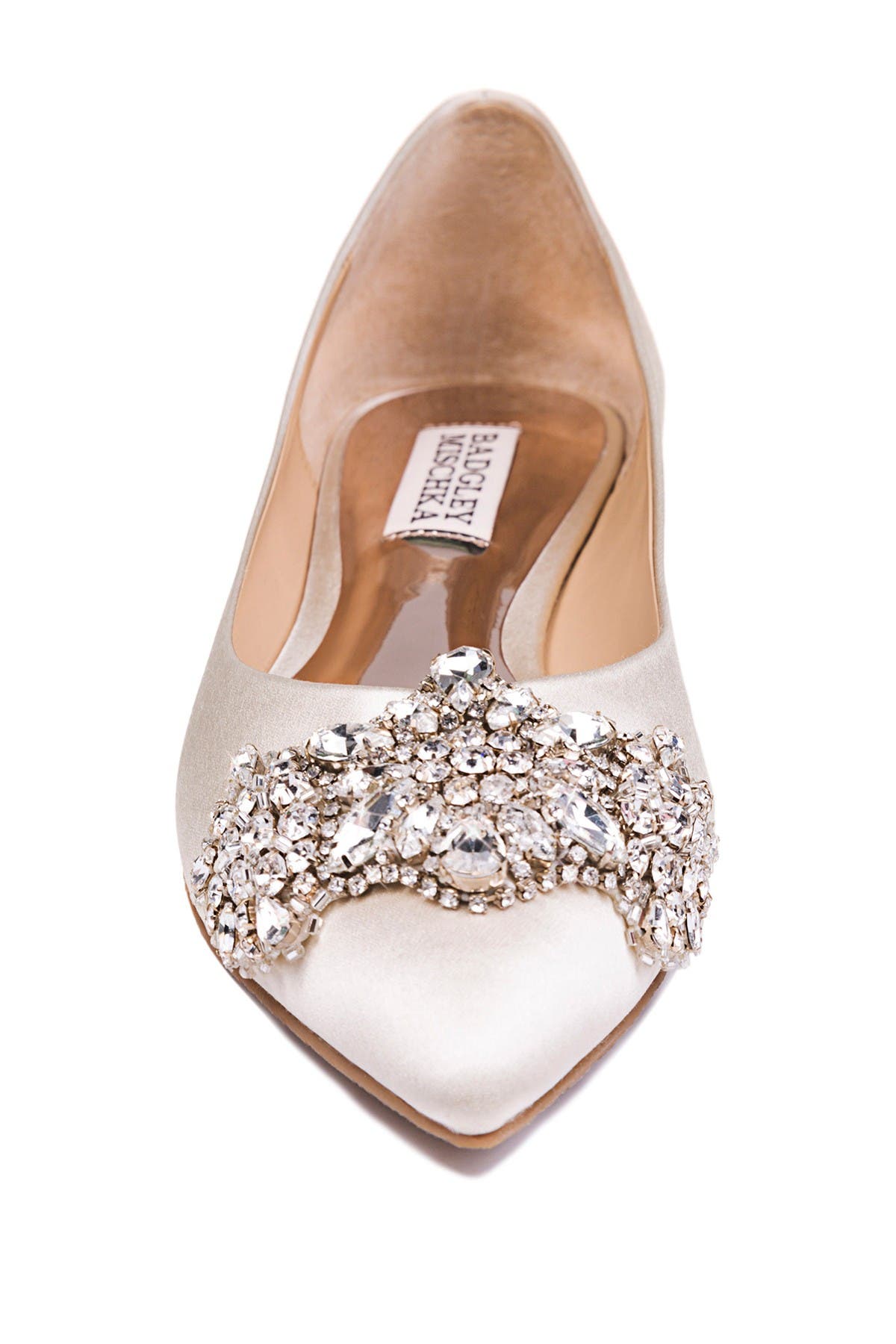 Badgley Mischka Collection Eavan Embellished Satin Flat, Alternate, color, 