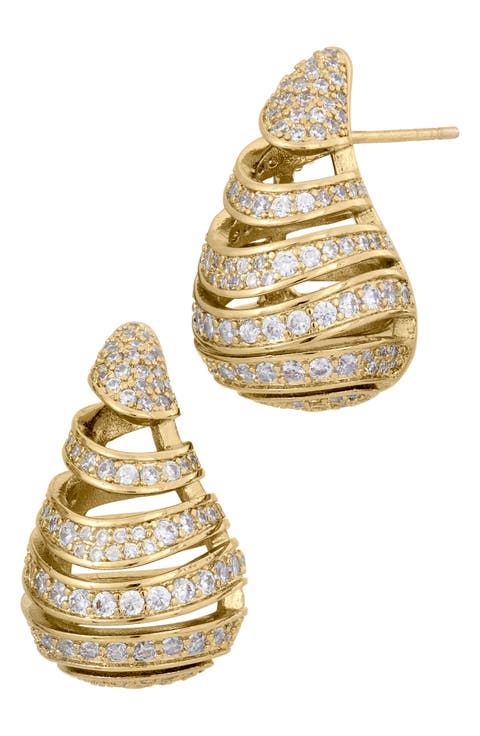 Conical Cubic Zirconia Drop Earrings