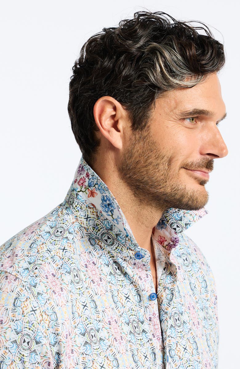 Robert Graham Gomera Tapestry Print Stretch Cotton Button-Up Shirt, Alternate, color, Ivory Multi