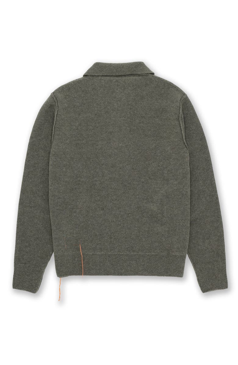 Fortela Yale Wool Sweater with Collar and Zip, Alternate, color, Army Green