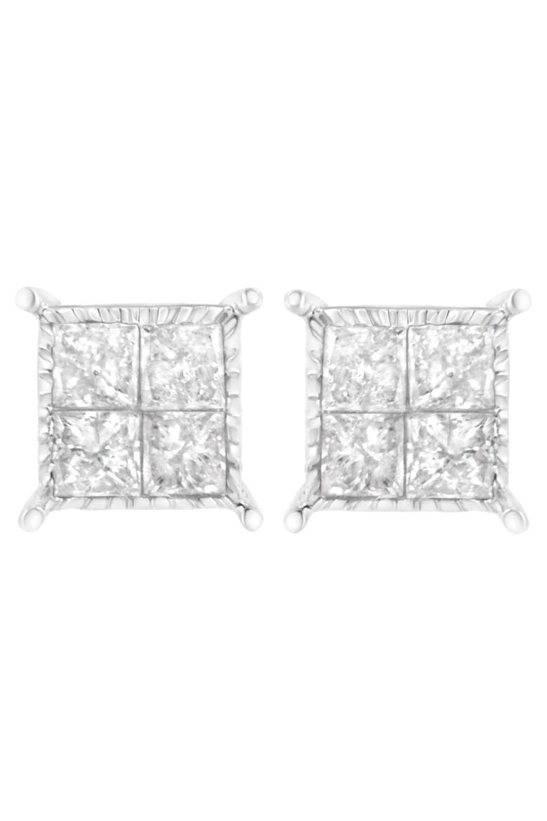 Silver 3/4 Ct Composite Diamond Stud Earrings, Main, color, White