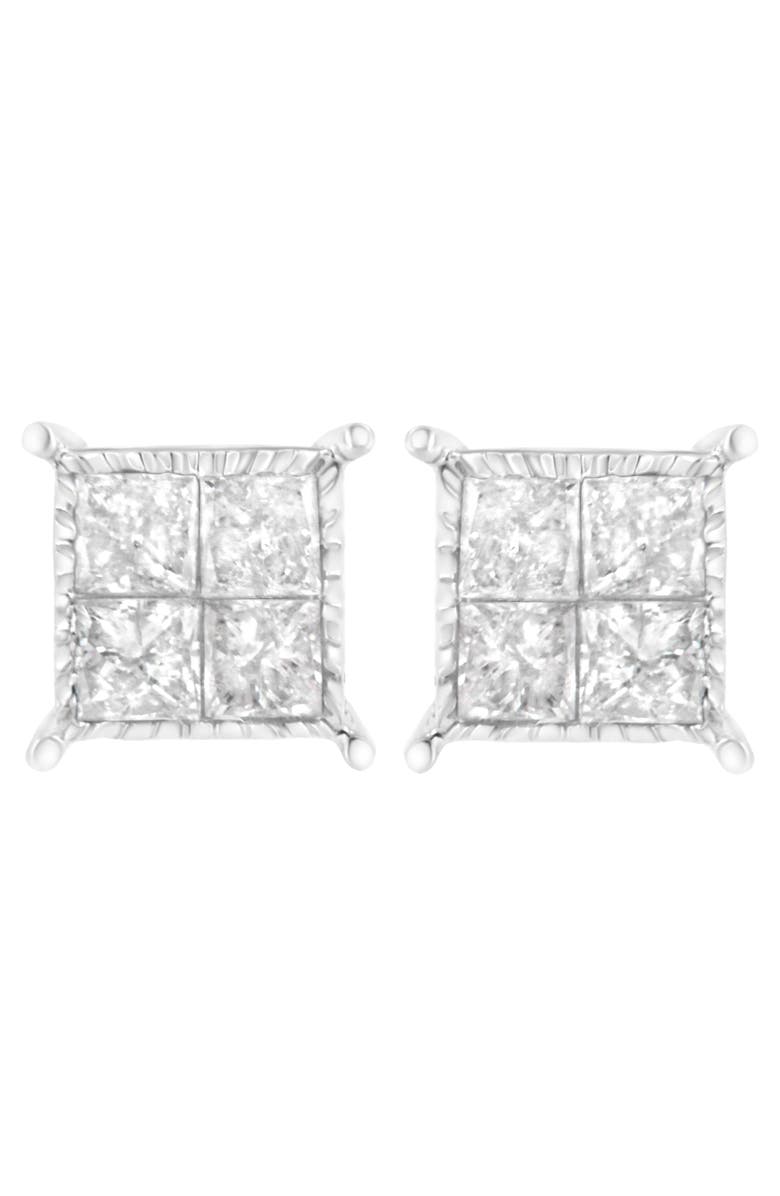 Haus of Brilliance Silver 3/4 Ct Composite Diamond Stud Earrings, Main, color, White