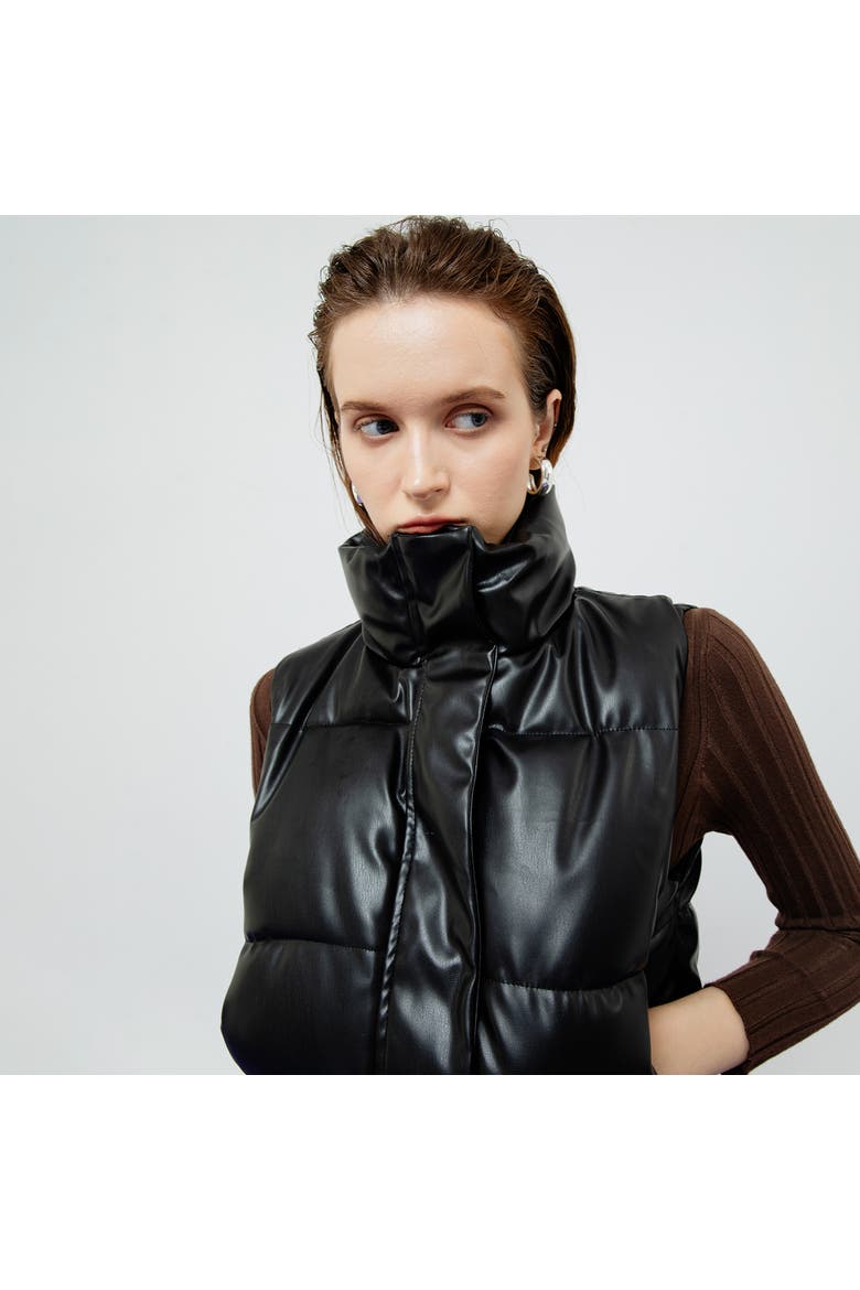 Riley Quilted Leather Vest, Alternate, color, Black
