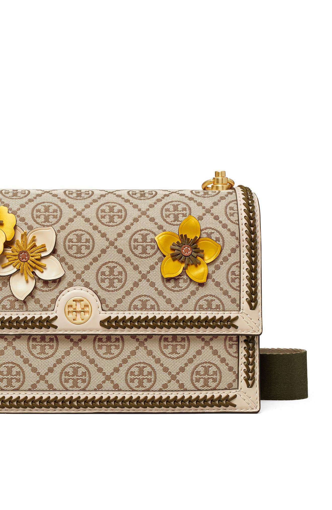 Tory Burch T Monogram Braided Floral Shoulder Bag, Alternate, color, 