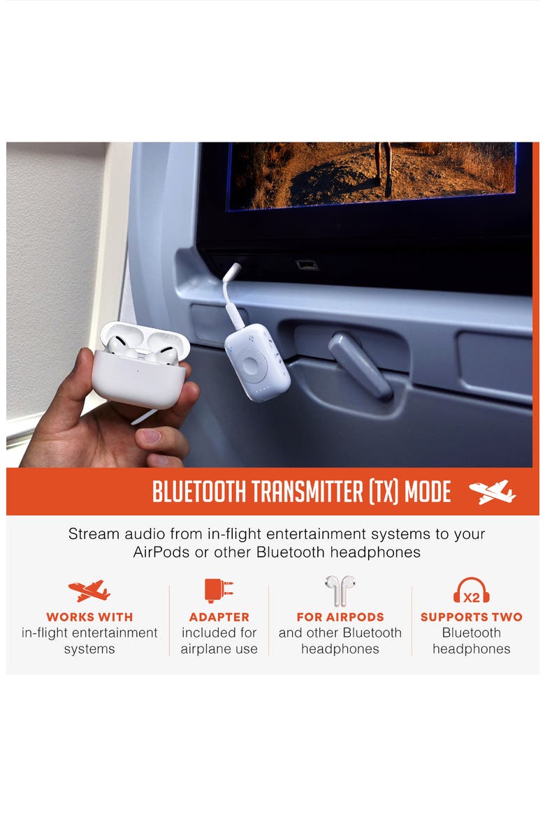Connect Air Pro 2-in-1 Bluetooth Wireless Audio Transmitter & Receiver, Alternate, color, White