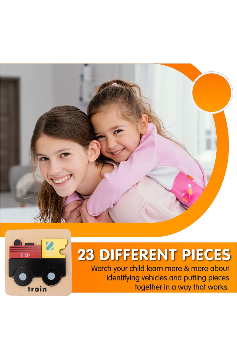 Leo & Friends Wooden Vehicle Puzzle Kit, Alternate, color, Red