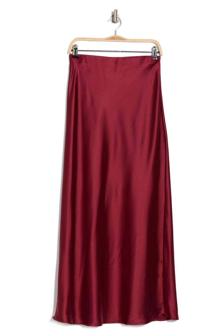 Satin A-Line Skirt, Alternate, color, BURGUNDY