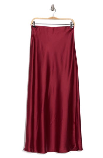 Renee C Satin A-line Skirt In Burgundy