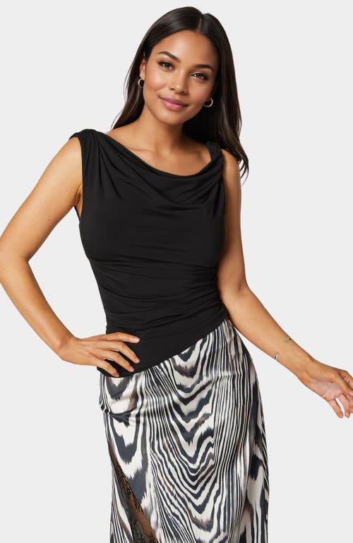 Bebe Drape Knit Top In Black