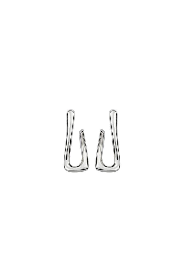 Wave Hoop Earrings, Main, color, Silver