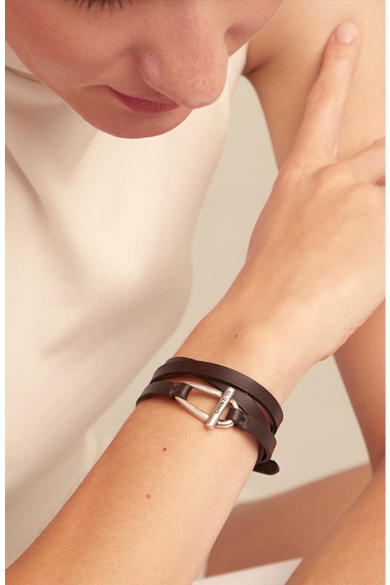 Leather Link Bracelet, Alternate, color, Silver