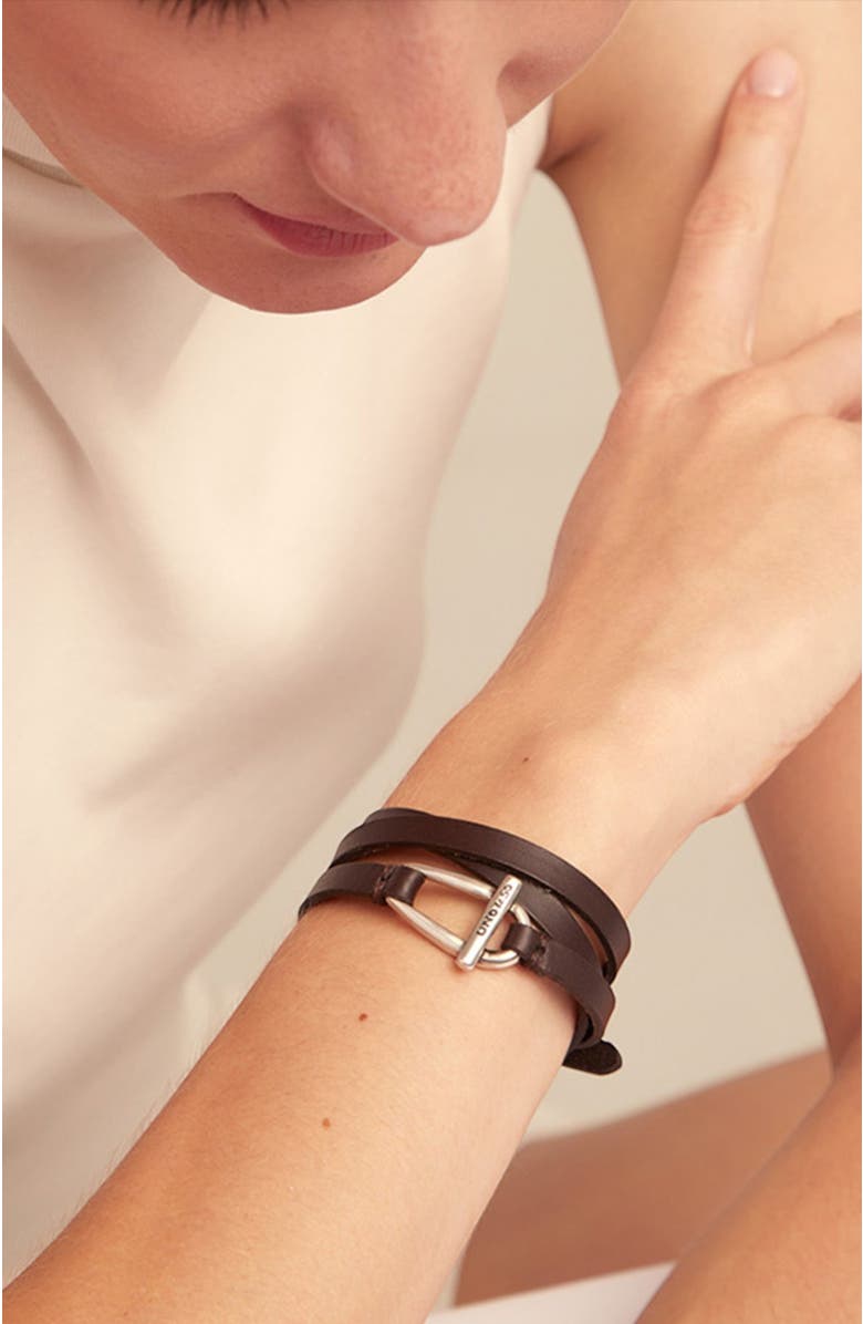 UNODE50 Leather Link Bracelet, Alternate, color, Silver