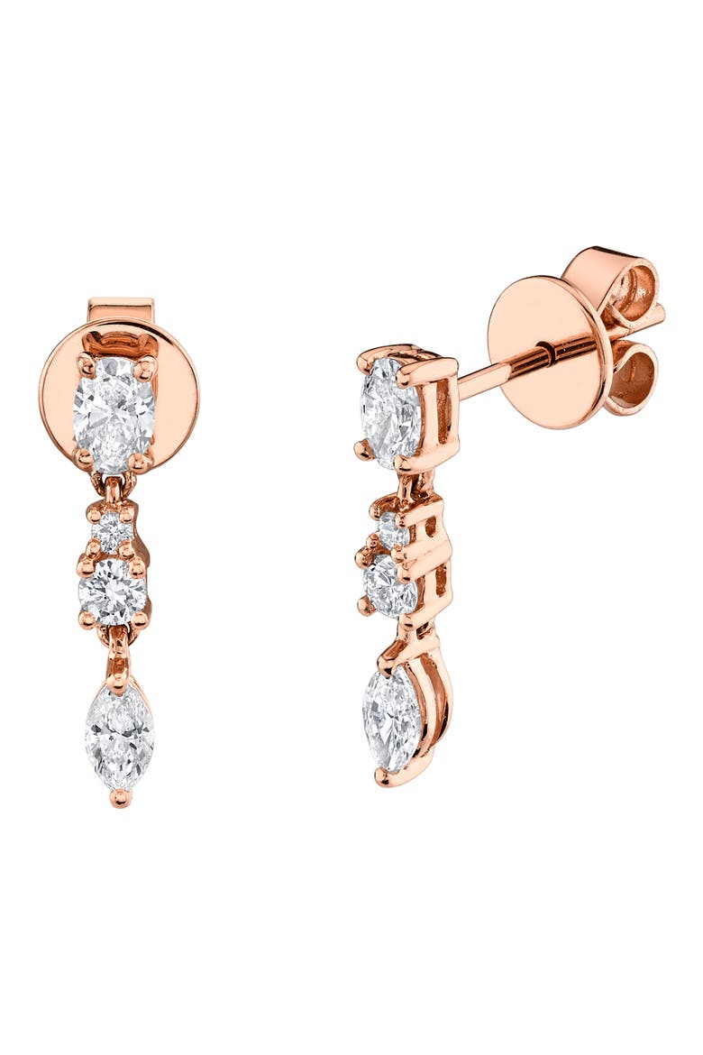 Maya 18k Rose Gold Diamond Drop Earrings, Main, color, 18K ROSE GOLD