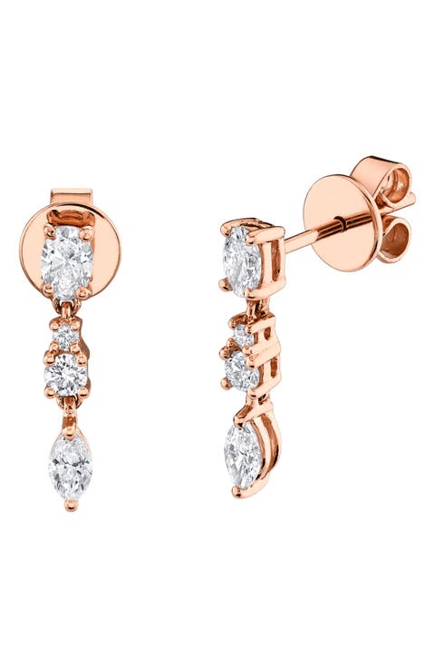 Maya 18k Rose Gold Diamond Drop Earrings