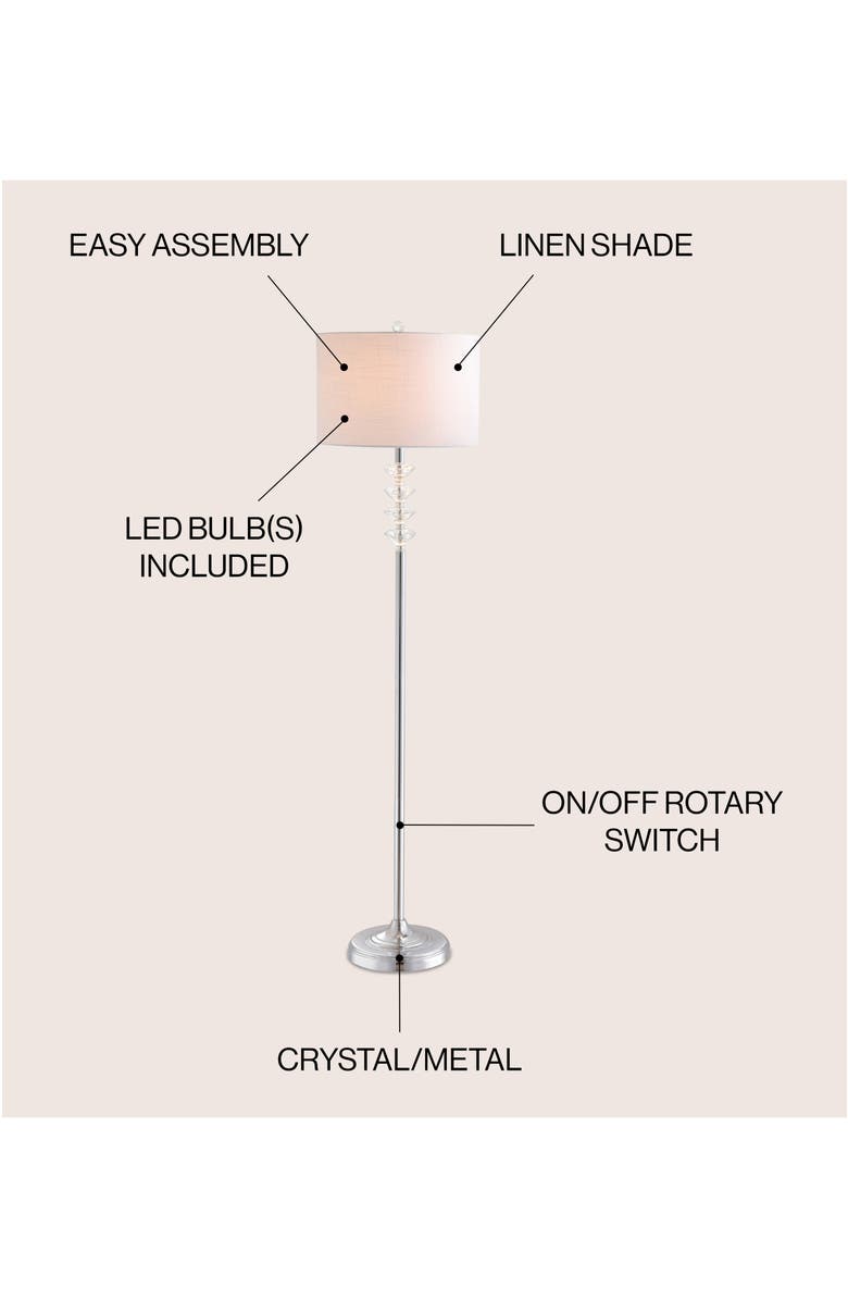 JONATHAN Y Mia Crystal/Metal LED Floor Lamp, Alternate, color, Clear/ Chrome